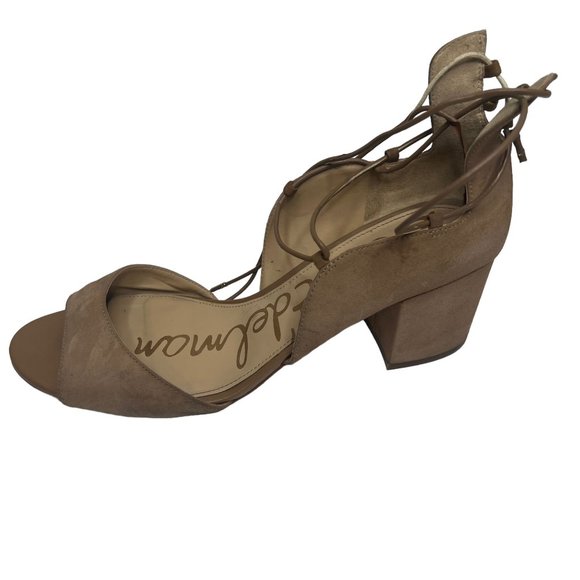 Sam Edelman Serene Block Heel Lace Up Ankle Tie Camel‎ Suede 11 - Picture 5 of 14